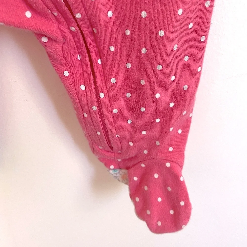 4/$20💥Owl Baby Girl Footie Sleeper One Piece, Pink & White Polka Dots - Picture 8 of 11